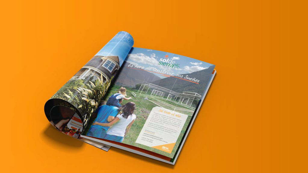 Una página de revista que muestra el diseño realizado para Sol de Sierra.